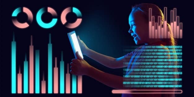 girl using interface with graphs